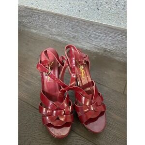 Yves Saint Laurent Tribute Platform Heels Burgundy Size 36 US 6